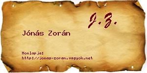 Jónás Zorán névjegykártya